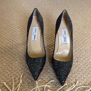 Jimmy Choo 100mm blue glitter mix